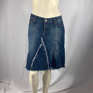 Vintage Y2K Lucky Brand Rosey Raw Hem Asymmetrical Denim Skirt Size 10